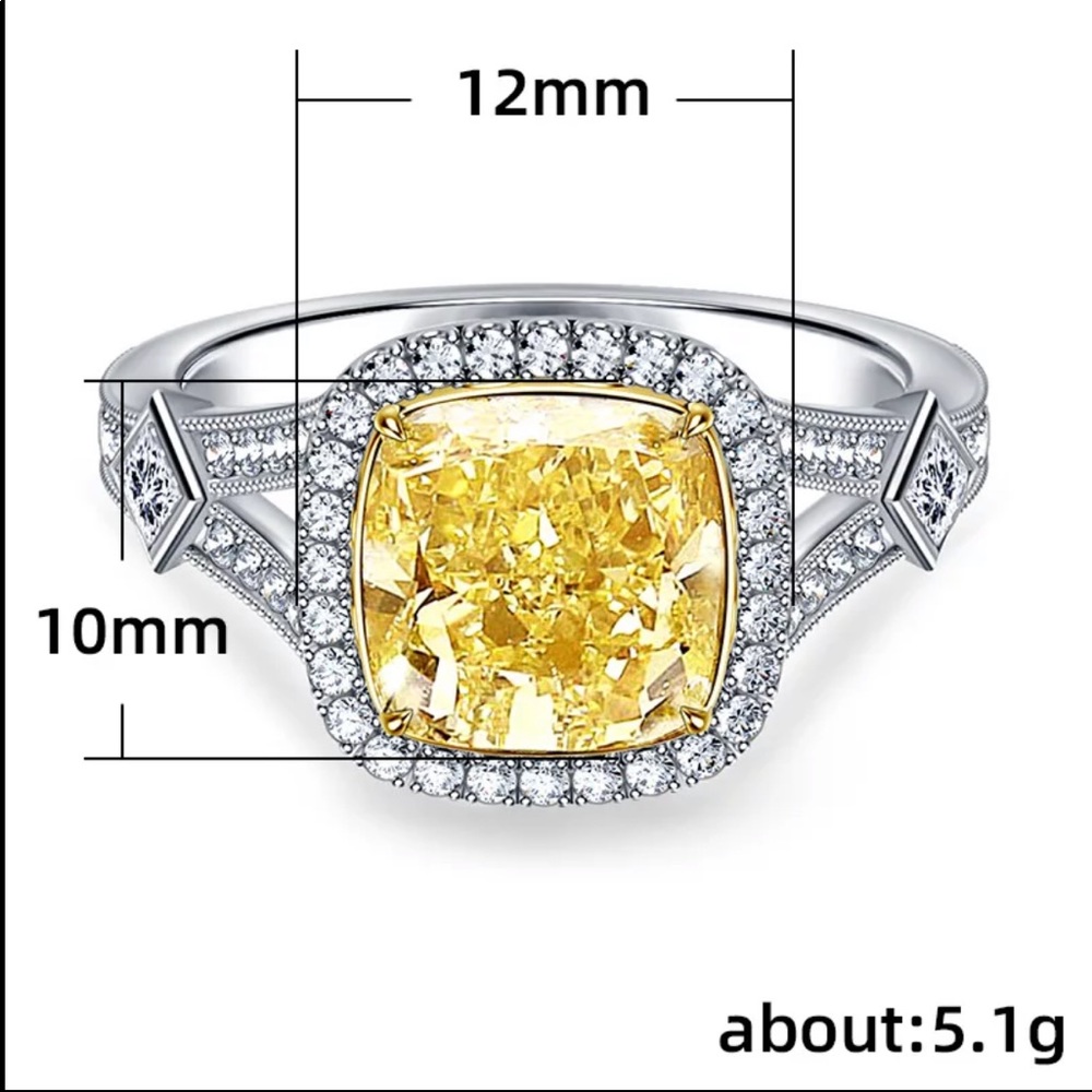 New 925 Silver Citrine Diamond Beautiful Ring - Picture 4 of 5